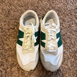 New Balance White and Green Sneakers